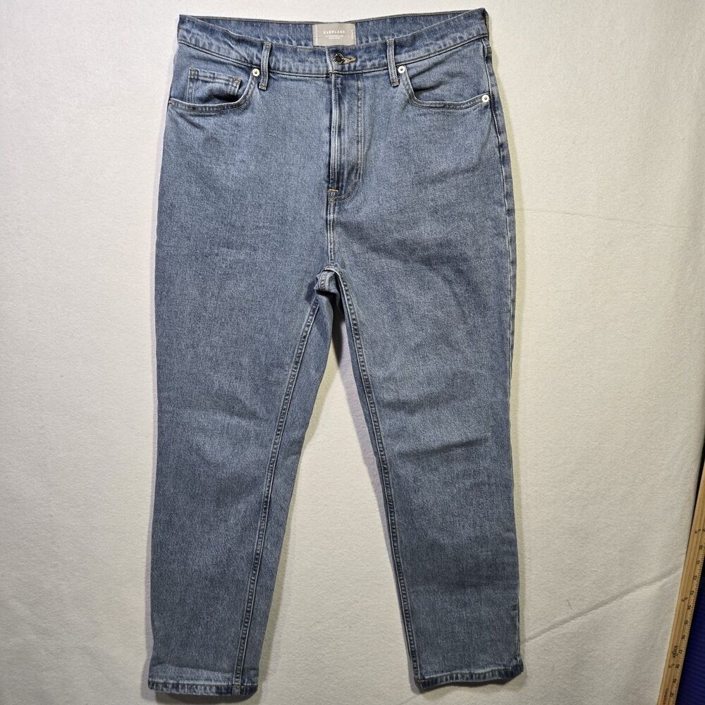 Everlane Curvy Cheeky Straight Crop Jeans Women 31 Blue Organic Cotton Stretch